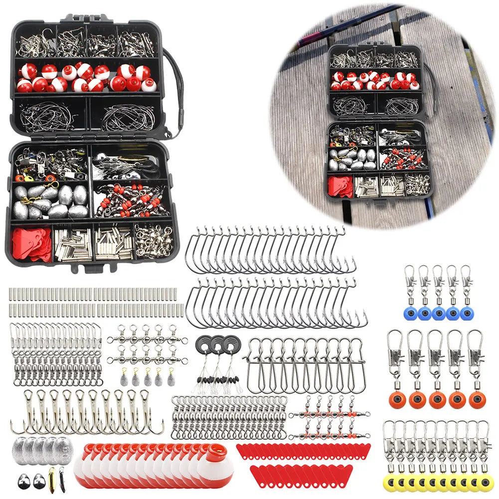 267Pcs Fishing Tools Accessories Kit Set with Fishing Box Fish Hooks Bait Parts Sinkers Fishing Accessories Kit Gifts for Men