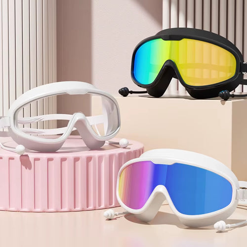 Swimming Goggles Big Frame Swimming Goggles Big Frame HD Wide View Anti-Fog UV Protection Swimming Goggles for Adults No Leaking
