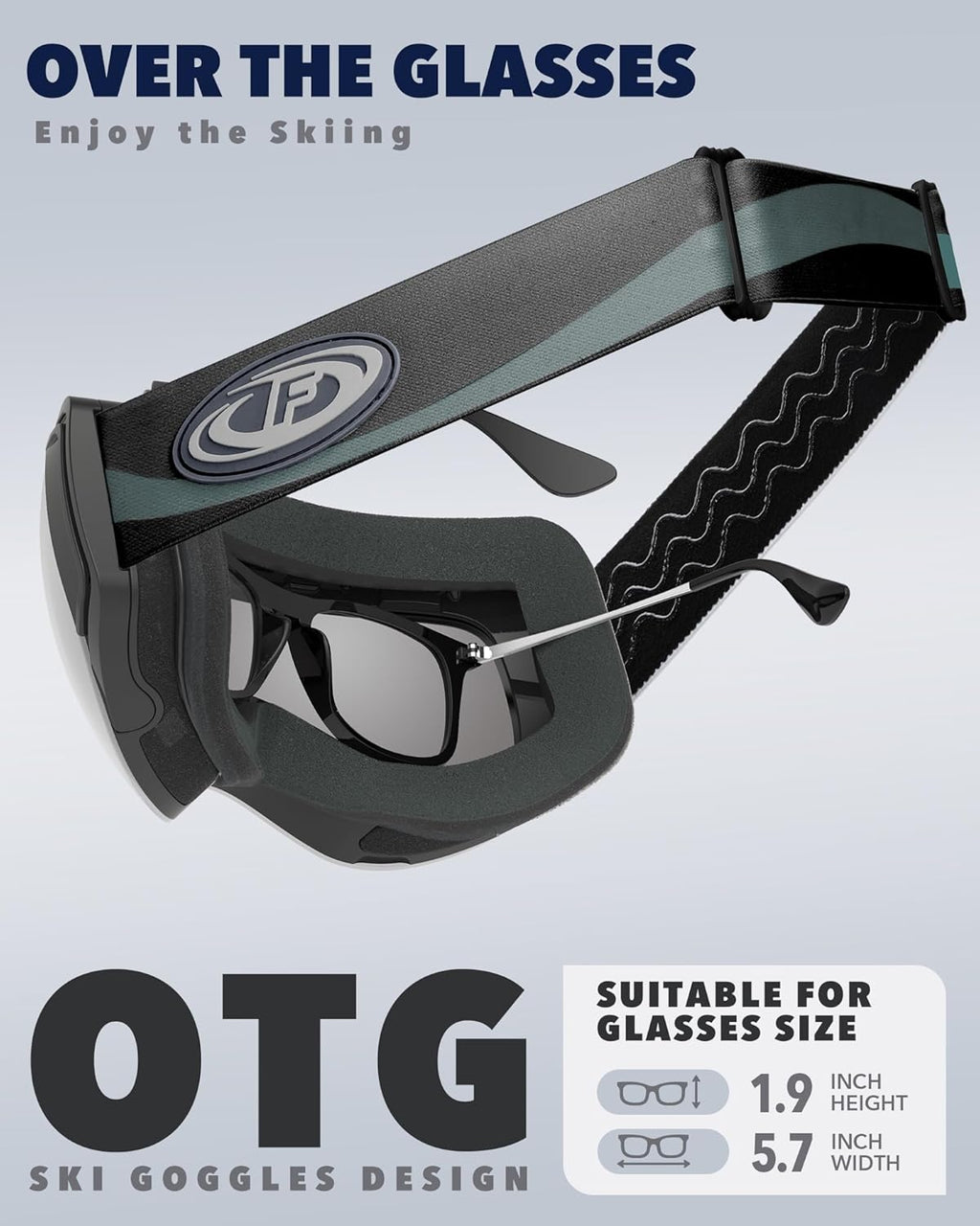Ski Goggles OTG for Women Men Adult Youth-Over Glasses Snow Goggles-Interchangeable Lens,Anti Fog Snowboard Goggles