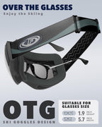 Ski Goggles OTG for Women Men Adult Youth-Over Glasses Snow Goggles-Interchangeable Lens,Anti Fog Snowboard Goggles