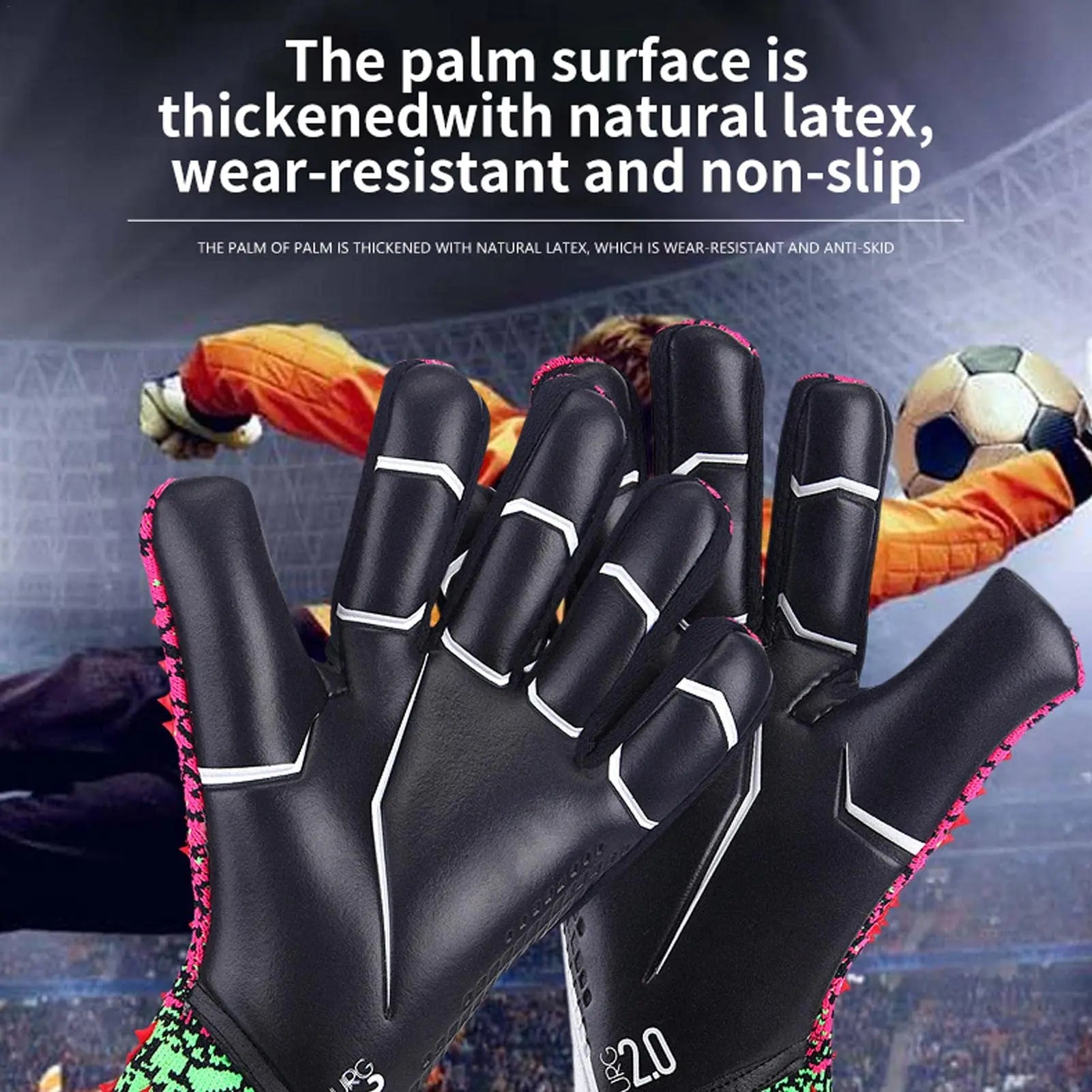 Soccer Goalie Gloves Youth Adults, High Performance Goalkeeper Gloves, Football Gloves with Strong Grips Palms