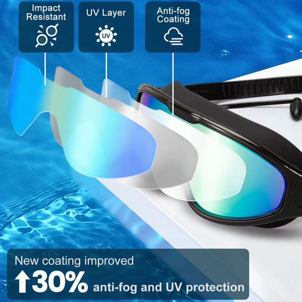 Professional Swimming Goggles Swimming Glasses with Earplugs Nose Clip Adjustables Strap Swimming Eyewears for Water Sport
